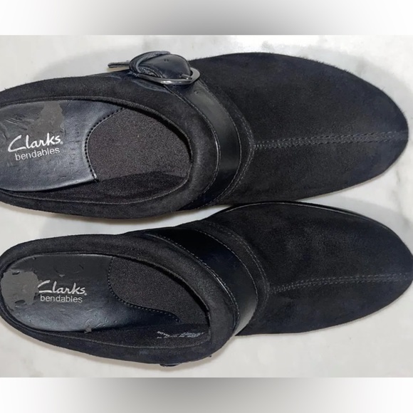 Clarks Bendables black suede mules Size 6 - Picture 6 of 9